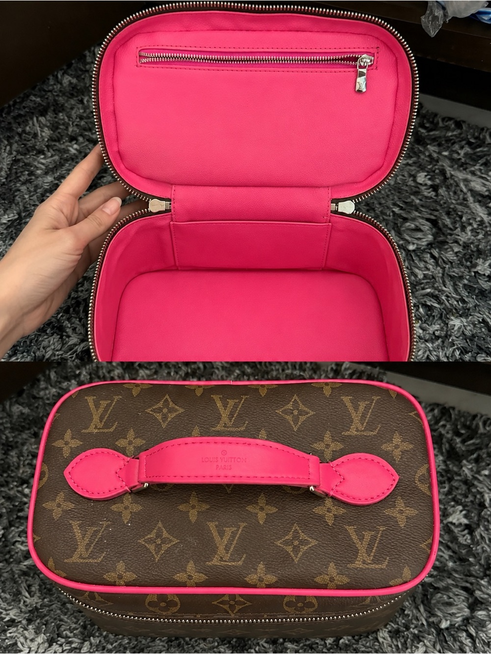 Louis Vuitton Monogram Vanity Case with Hot Pink Trim